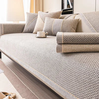 NATURWEFT - Non-slip cotton linen sofa throw blanket designed for all-season comfort, furniture protection, and stylish living room enhancement
