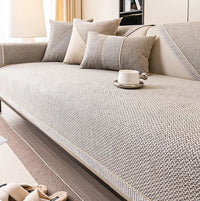 NATURWEFT - Non-slip cotton linen sofa throw blanket designed for all-season comfort, furniture protection, and stylish living room enhancement