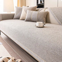 NATURWEFT - Non-slip cotton linen sofa throw blanket designed for all-season comfort, furniture protection, and stylish living room enhancement