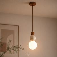 OCS - globe Wabi-Sabi Travertijn Hanglamp - minimalistische designlamp met glazen bol