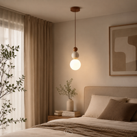 OCS - globe Wabi-Sabi Travertijn Hanglamp - minimalistische designlamp met glazen bol
