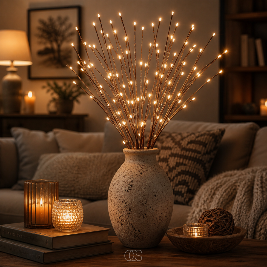LUMIBRAN - Battery-Powered LED Willow Branches for Cord-Free Vase Lighting
