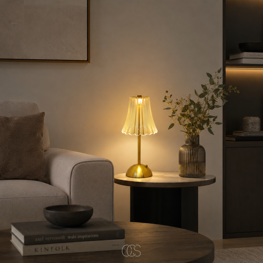 ZELORIA - Cordless Crystal-Look Table Lamp for Effortless Ambience