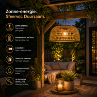 OCS - Solar Rotan Hanglamp - Draadloze Buitenlamp met Warm Sfeervol Licht