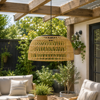 OCS - Solar Rotan Hanglamp - Draadloze Buitenlamp met Warm Sfeervol Licht