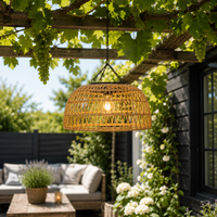 OCS - Solar Rotan Hanglamp - Draadloze Buitenlamp met Warm Sfeervol Licht