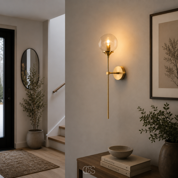 OCS - itoy vintage gouden wandlamp met een glazen bol