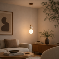 OCS - globe Wabi-Sabi Travertijn Hanglamp - minimalistische designlamp met glazen bol