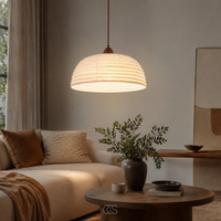 LIGNIVA - Statement Wood and Linen Pendant Lamp for Calming Light