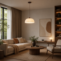 LIGNIVA - Statement Wood and Linen Pendant Lamp for Calming Light