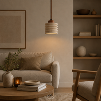 OCS - Kaishu Minimalistische Japandi Hanglamp - Travertijn & Walnoothout