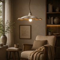 OCS - Sculpturale Wabi-Sabi Hanglamp van Travertijn - Lotusvorm Design