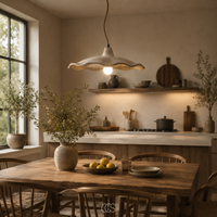 OCS - Sculpturale Wabi-Sabi Hanglamp van Travertijn - Lotusvorm Design