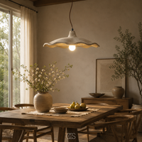 OCS - Sculpturale Wabi-Sabi Hanglamp van Travertijn - Lotusvorm Design