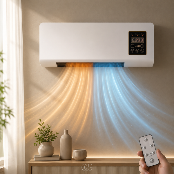 OCS - Wandgemonteerde Wandventilator / Aircooler met Verwarming - met Afstandsbediening & Timer