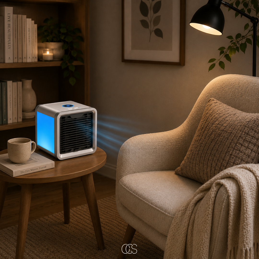OCS - Draagbare Aircooler met Luchtbevochtiger - Draadloze Mini Airconditioner met LED Verlichting & USB
