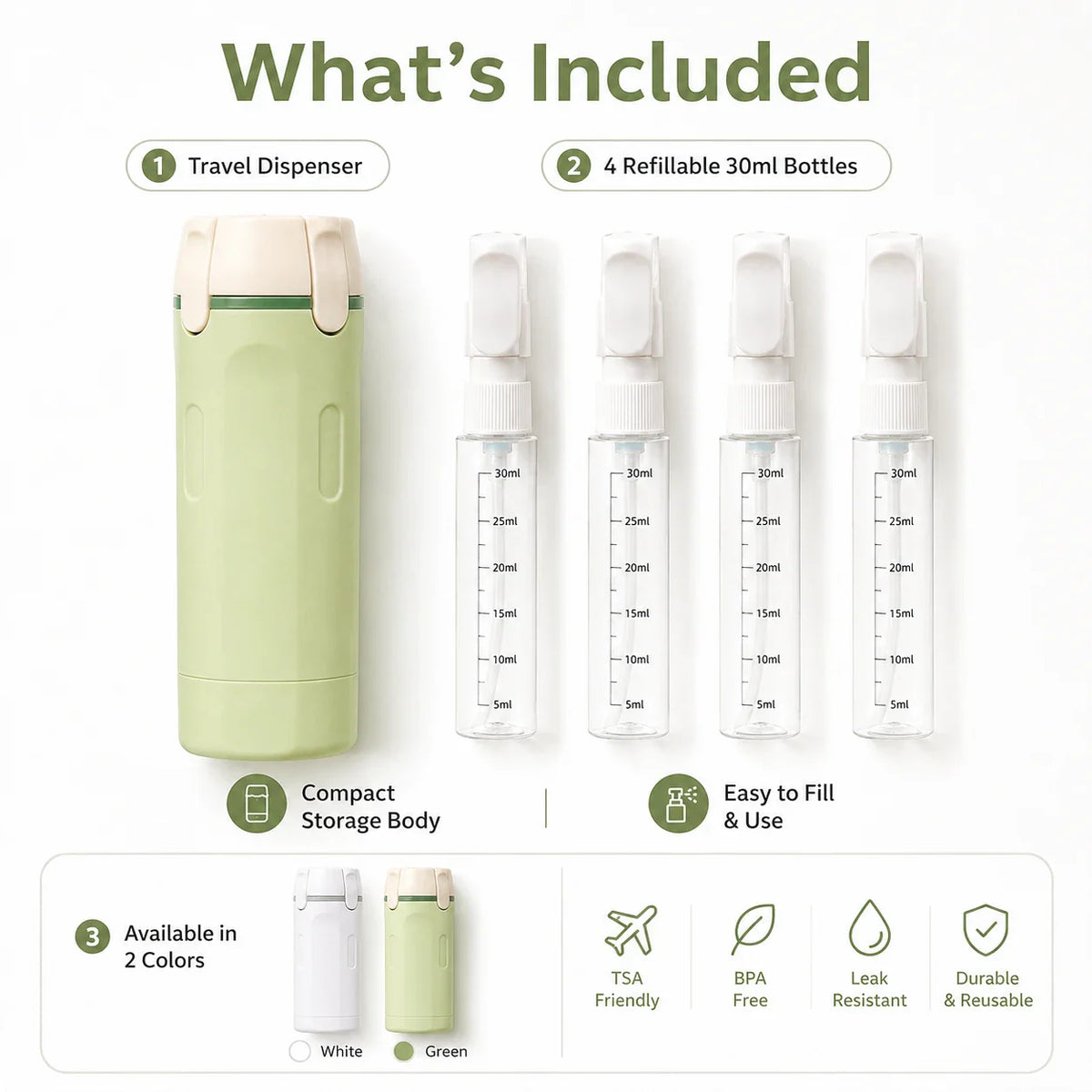 QUADOVA - 4-In-1 Travel Bottle for Leak-Free Toiletry Storage