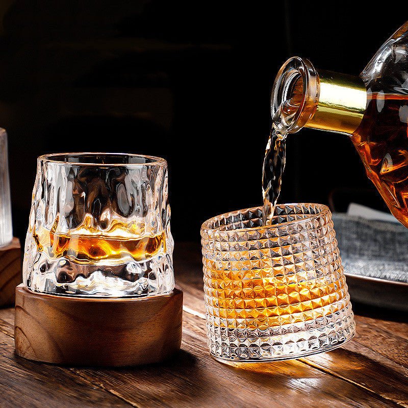 SPINSPIRIT - Rotating Crystal Whiskey Glasses for Enhanced Aeration
