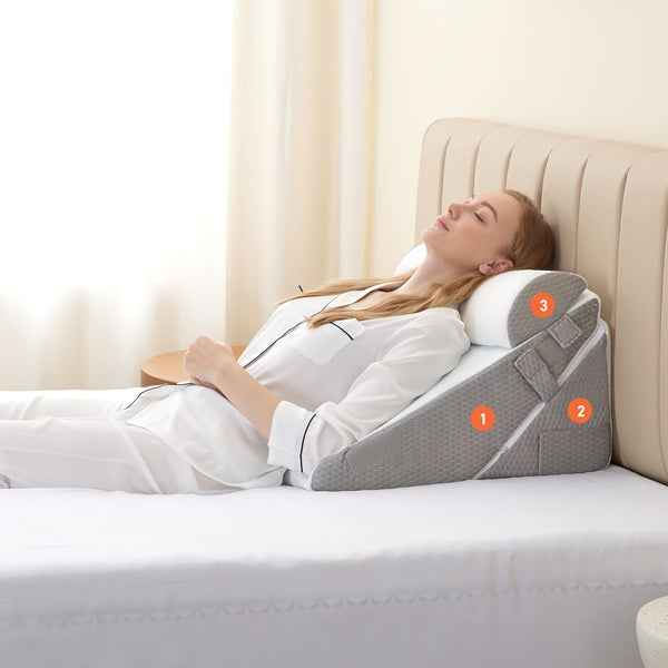 SLEEPLUXE - Adjustable Bed Wedge Pillow for Comfort, Support & Leg Elevation