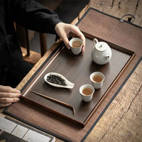 Elegant Wooden Rectangular Tea Tray Solid Wood Tray Tea Cup Trays Stand Tray Wooden Hotel Dinner Plate Storage Tray Tableware