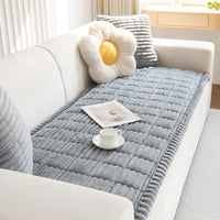 Thicken Quilting Warm Stripe Flannel Sofa Pad, for Winter Living Room Sofa Towel Multiuse Sofa Cover Slipcover