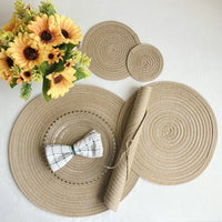 Nordic Style Imitation Cotton Yarn Placemat Round Ramie Woven Coaster Insulation Dish Mat Household Anti-scald Mat