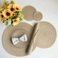 WOVELIA - Round Woven Placemat for Artistic Heat Protection