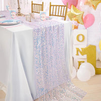 Sequin Iridescent Table Runner Boho Table Runners Glitter Sequin Tablecloth for Party Wedding Summer Mermaid Birthday Decoration