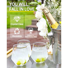 GLIMORA - Gold-Rim Stemless Cups for Shatter-Free Entertaining