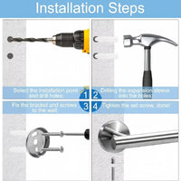 No Drill or Drill Retractable Towel Bar, 304 Stainless Steel Wall Mounted Towel Rack, Adjustable Hanging Drying Bar for Bathroom