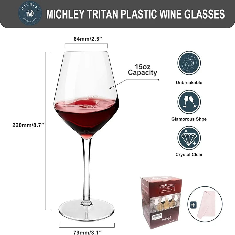 BRILVIA - Unbreakable Wine Glass Set for Worry-Free Outdoor Dining