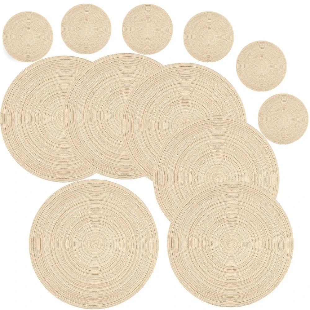 WEVLYRA - Braided Placemat and Coaster Set for Table Protection