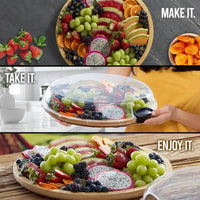 Serving Boards Charcuterie Boards Portable Round Wooden Food Platter with Lid for Party Christmas Restaurant Picnic Holiday