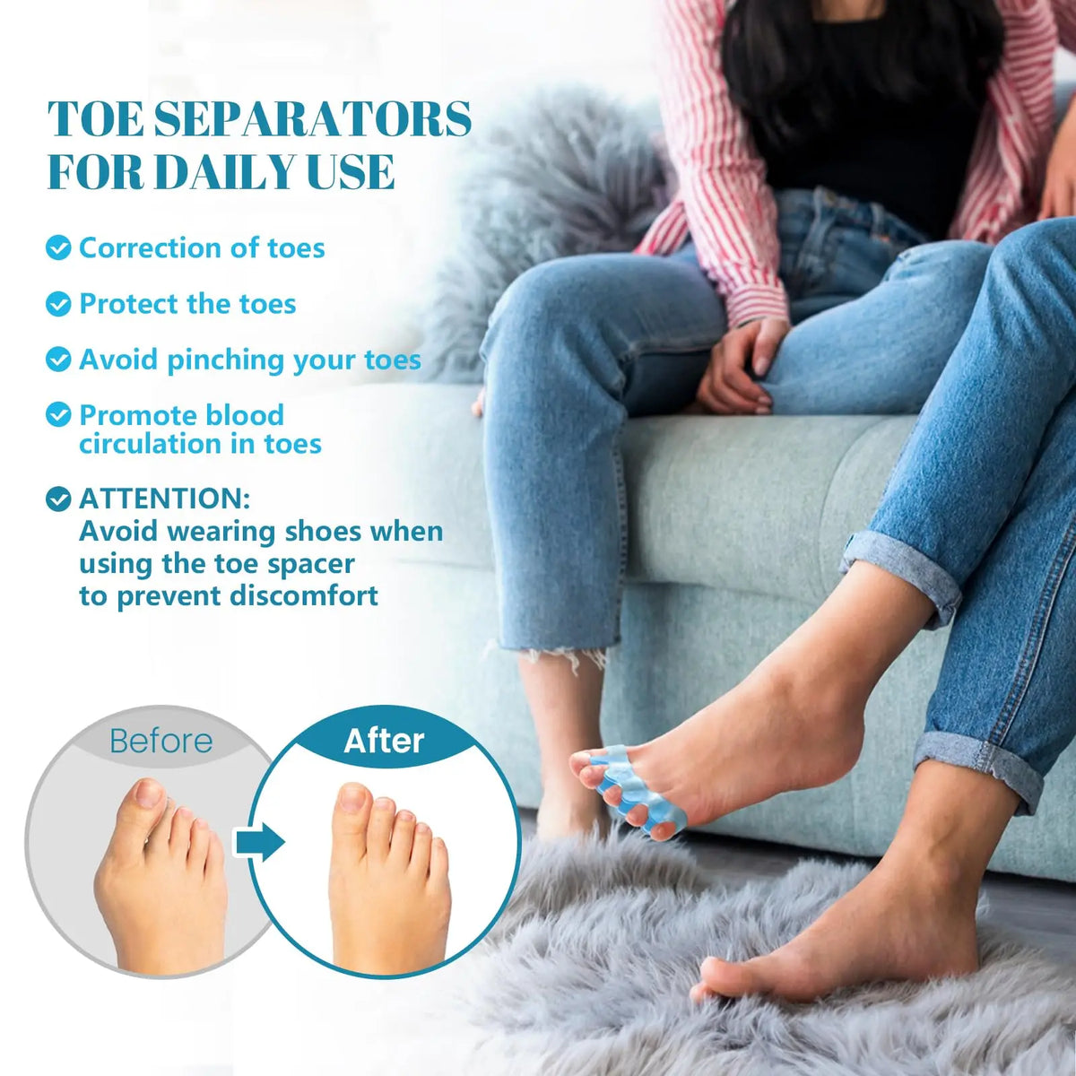TOEVIRA - Rubber Toe Separators for Bunion Relief and Better Alignment