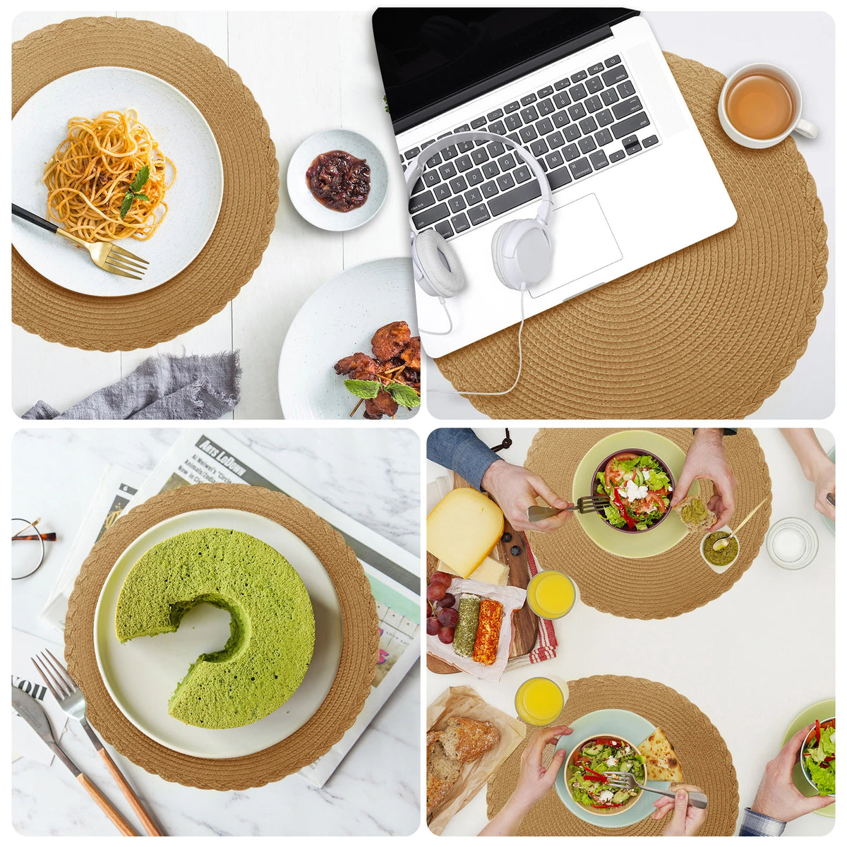 WEVLYRA - Braided Placemat and Coaster Set for Table Protection