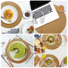 WEVLYRA - Braided Placemat and Coaster Set for Table Protection