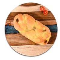 RESILORA - Round Wood And Resin Serving Board For Elegant Hosting
