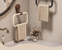 Vintage Walnut Wood Towel Ring with Suction Cup Mount, No-Drill Wall-Mounted Bathroom Towel Holder, Stainless Steel Frame