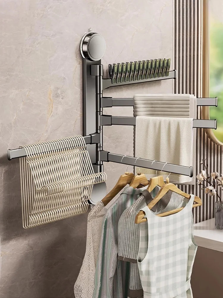 ROTAVRA - Folding Suction Towel Rack for Drill-Free Storage