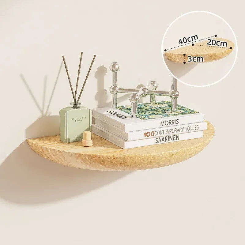 CIRVAYA - Solid Wood Semicircle Shelf for Artful Wall Storage