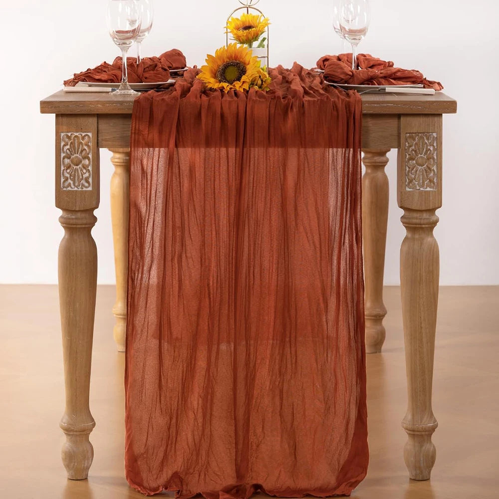 LILAVIA - Lilac Gauze Table Runner for Soft Bohemian Tablescapes