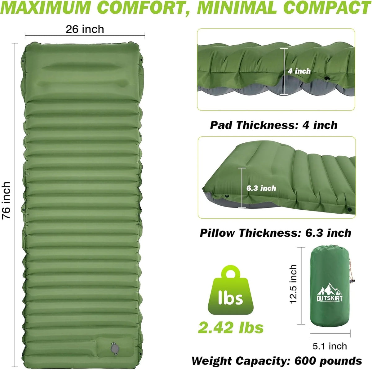 NESTIQO - Modular Self-Inflating Camping Pad for Cushioned Sleep