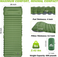 Extra Thick 4 Inch Camping Sleeping Pad Outdoor Camping Self-Inflating Mats Spliceable Hiking Fishing Sleeping Pad
