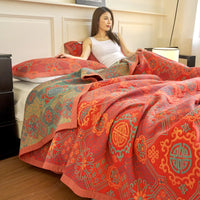 WASART Pure cotton twel muslin quilt sofa blanket bohemian floral print luxury double bed summer bedspread thin duvet king size