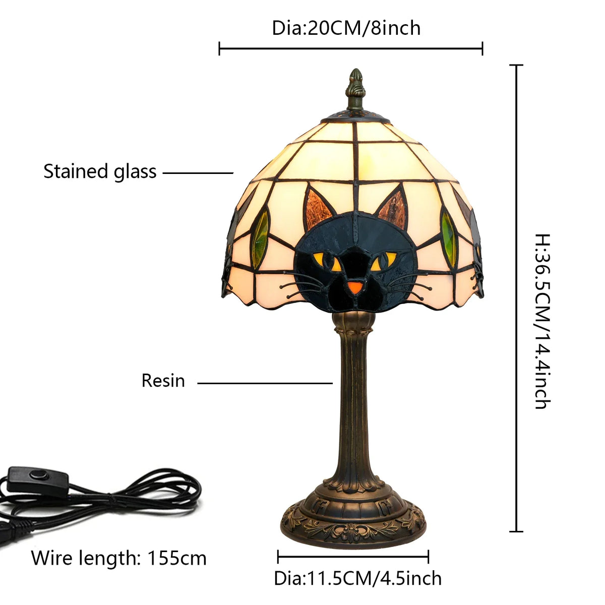 MAVILUNE - Stained Glass Cat Lamp for a Cozy Artistic Glow