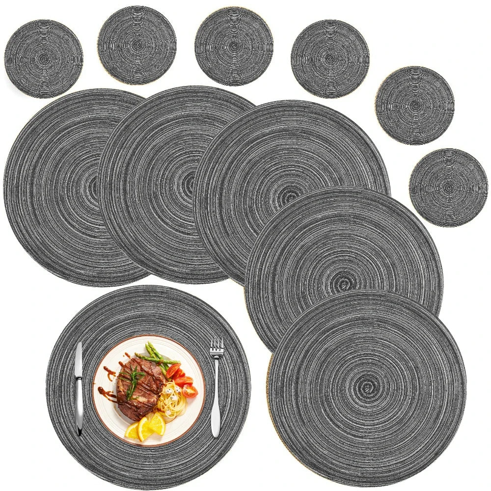 WEVLYRA - Braided Placemat and Coaster Set for Table Protection