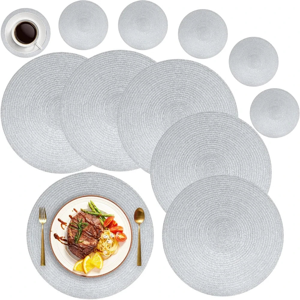 WEVLYRA - Braided Placemat and Coaster Set for Table Protection