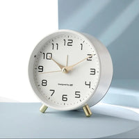 Nordic Light Luxury Quiet Alarm Clock Students Use A Simple Clock with A Frosted Metal Table Alarm Clock