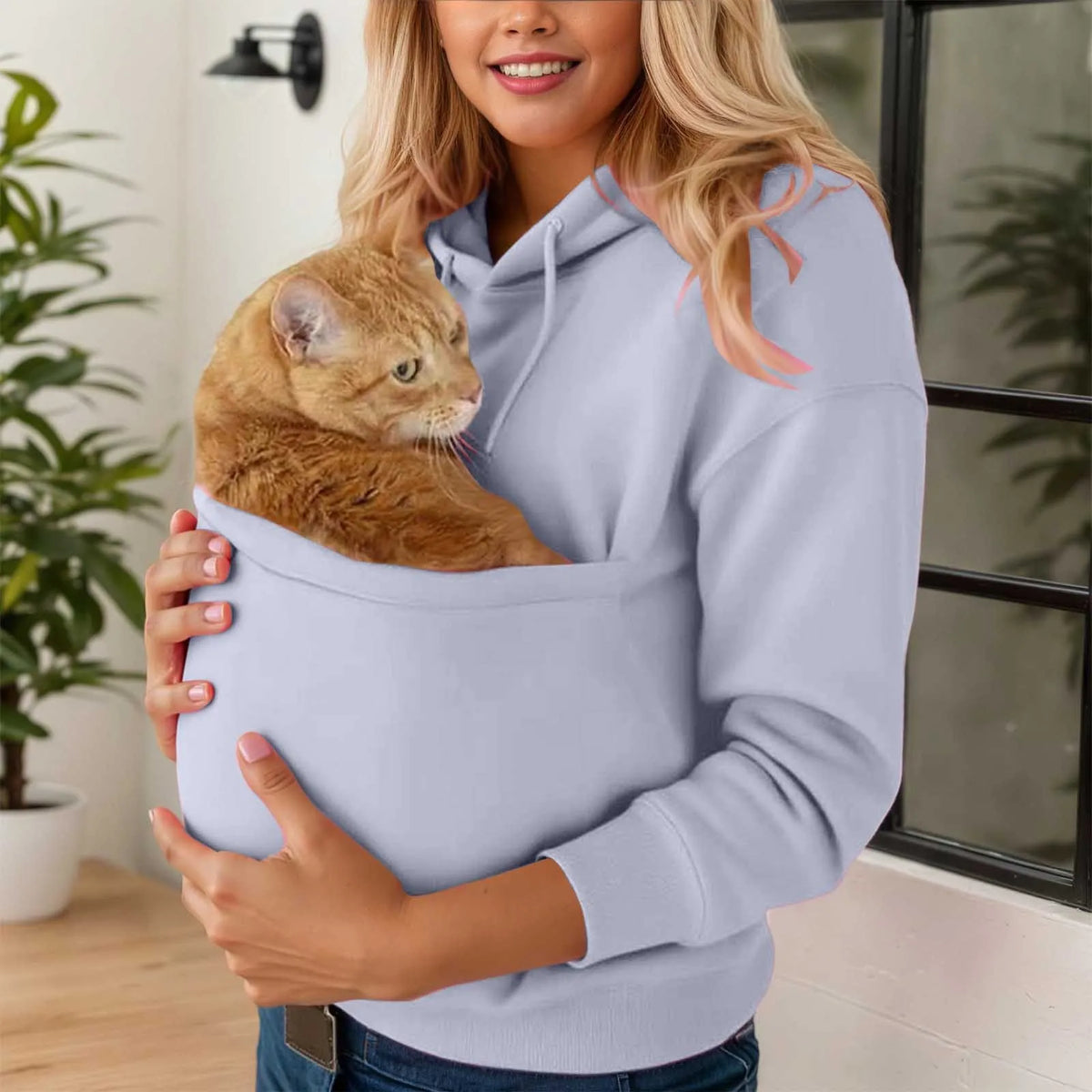 PAWNUVA - Pet Pocket Hoodie for Cozy Hands-Free Cat Carrying