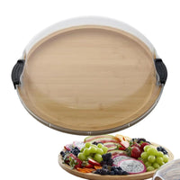 Serving Boards Charcuterie Boards Portable Round Wooden Food Platter with Lid for Party Christmas Restaurant Picnic Holiday
